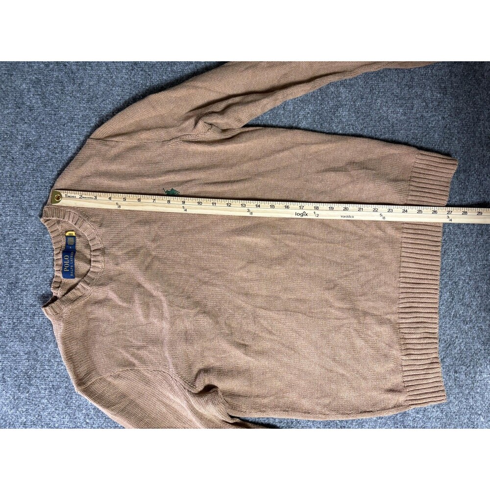 Polo Ralph Lauren Sweater Mens Medium Brown Cotton Crew Neck Lightweight Logo - Picture 4 of 6